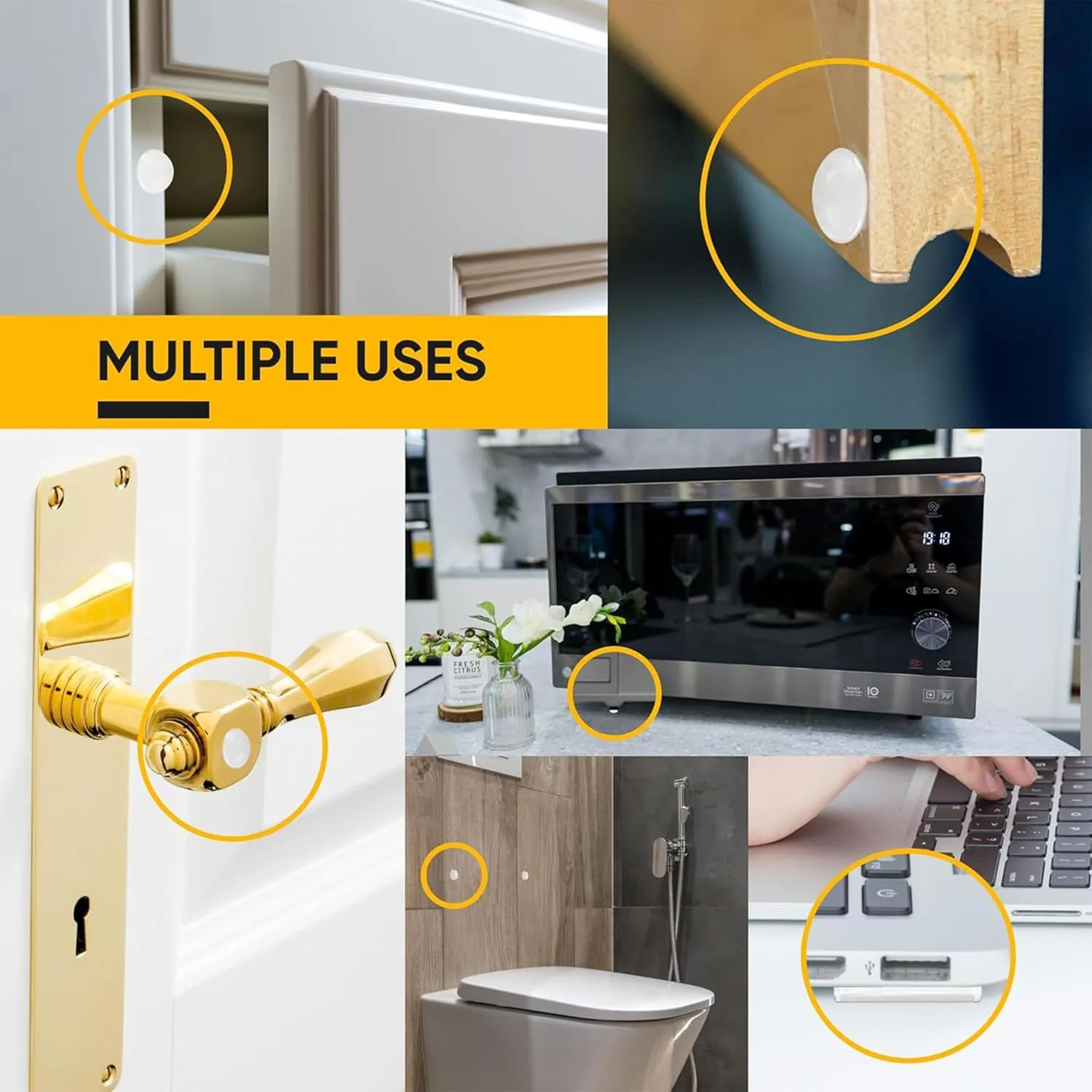 104 Clear Cabinet Bumper Pads  Self-Adhesive Silicone Buffer Set with 4 Shapes for Doors, Drawers & Furniture  Sound Dampening & Surface Protection