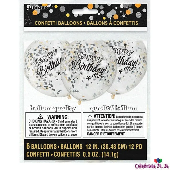 12" 'Happy Birthday' Confetti Balloons