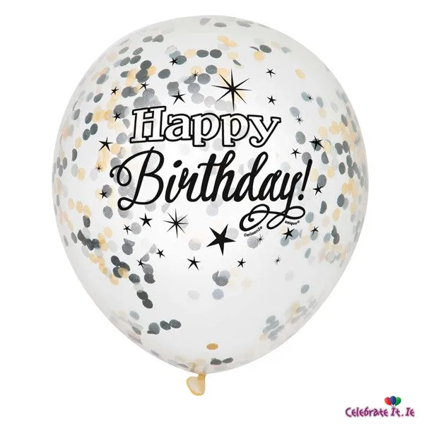 12" 'Happy Birthday' Confetti Balloons