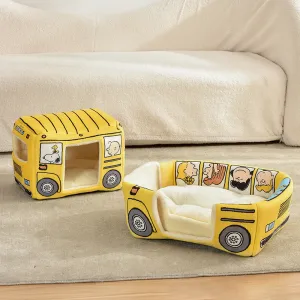 2 in 1 Bus Shaped Cat & Dog Bed – Cute, Foldable All-Season Pet Cubby