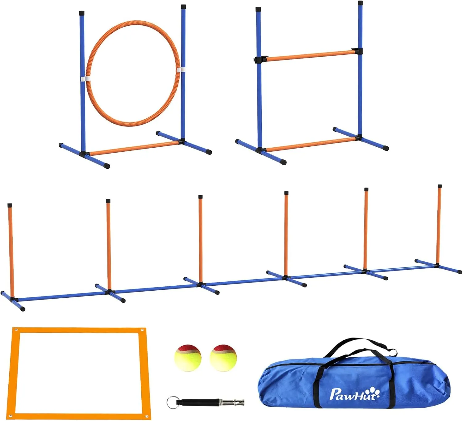 4 Pack Dog Agility Jumps with Carry Bag Exercise,Dog Agility Course Backyard Set for Indoor Outdoor with Adjustable Height Jump Bars & Displacing Top Bar (Orange -4 Pack)