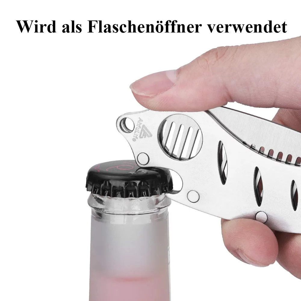 AhfuLife Foldable Metal Comb and Beard Comb - Multifunctional Pocket Comb with Bottle Openers - Anti-Static Stainless Steel Grooming Comb - Presented in Gift Box. Silver