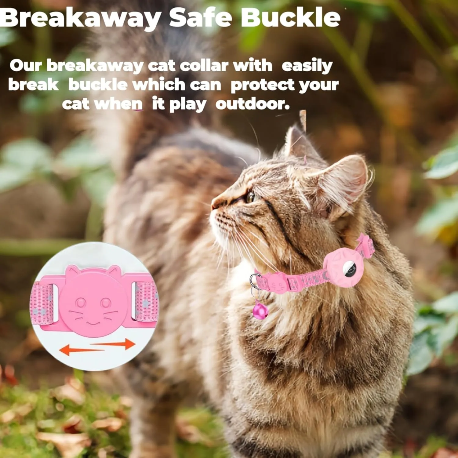 AirTag Cat Collar 2Pack,Breakaway Kitten Collar with Apple Airtag Holder,Refletive Kitty Collar with Bell and Airtag Case for Girl Boy Cats,Cute Pattern and Lightweight(Black&Pink)