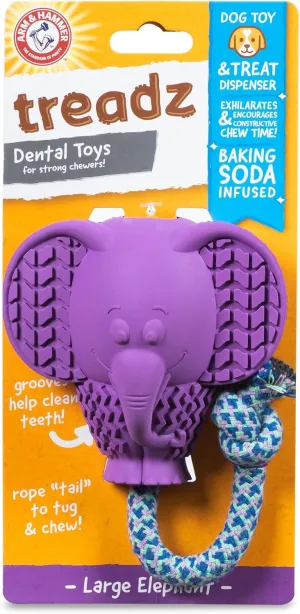 Arm & Hammer for Pets Super Treadz Large Elephant Dental Chew Toy for Dogs Dog Dental Toys for Aggressive Chewers Reduces Plaque & Tartar Without Brushing Safe for Dogs up to 35 Lbs