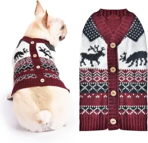 BAEJMJK Christmas Sweater for Dogs - Soft Warm Knit Jumper for Small, Medium & Large Dogs - Red Elk (Large)