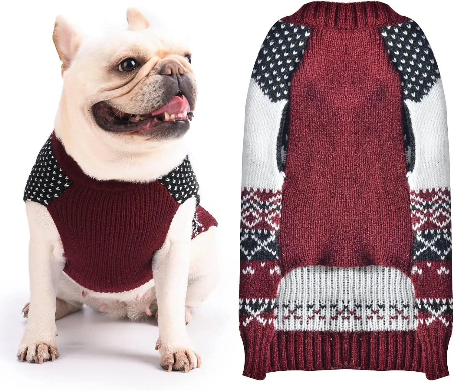 BAEJMJK Christmas Sweater for Dogs - Soft Warm Knit Jumper for Small, Medium & Large Dogs - Red Elk (Large)