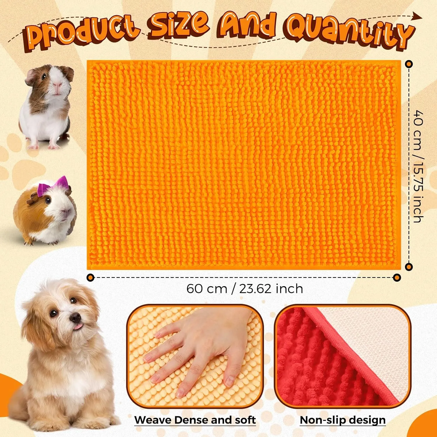 Barydat 4 Pcs Guinea Pig Cage Liner Guinea Pig Mats Bunny Bedding Washable Pee Pads Reusable Pet Training Pad Animal Sleeping Bedding Mat for Rabbit Chinchilla(Bright Color,16 x 24 Inch)