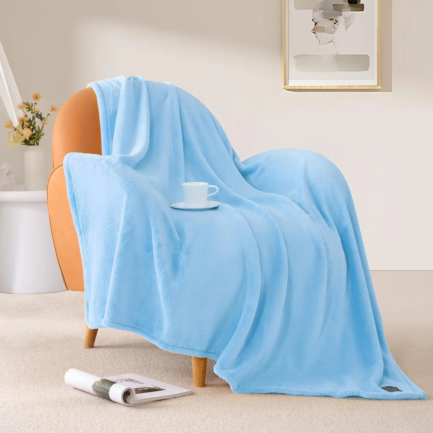 BEAUTEX Fleece Throw Blanket for Couch Sofa or Bed Throw Size Soft Fuzzy Plush Blanket, Luxury Flannel Lap Blanket, Super Cozy and Comfy for All Seasons (Baby Blue, 50" x 60")
