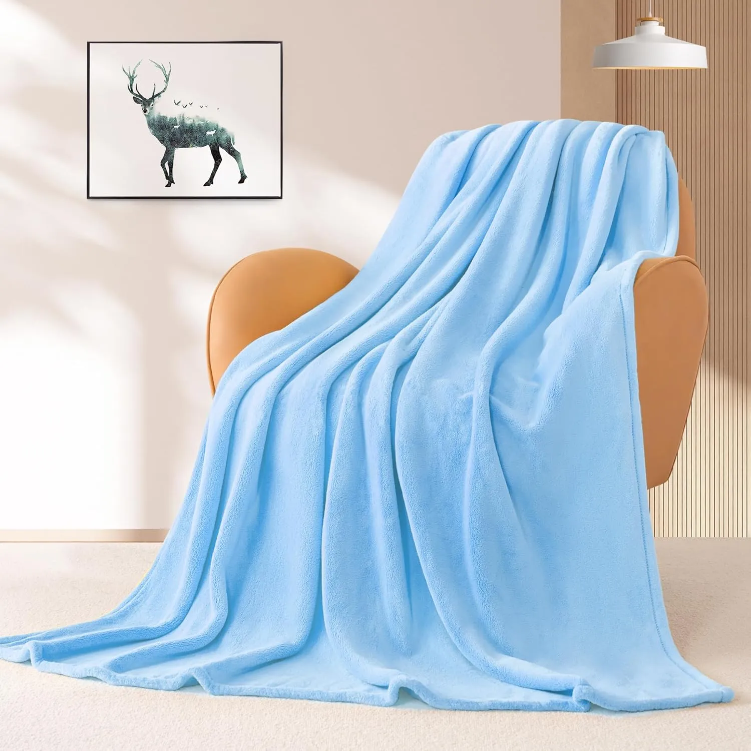 BEAUTEX Fleece Throw Blanket for Couch Sofa or Bed Throw Size Soft Fuzzy Plush Blanket, Luxury Flannel Lap Blanket, Super Cozy and Comfy for All Seasons (Baby Blue, 50" x 60")
