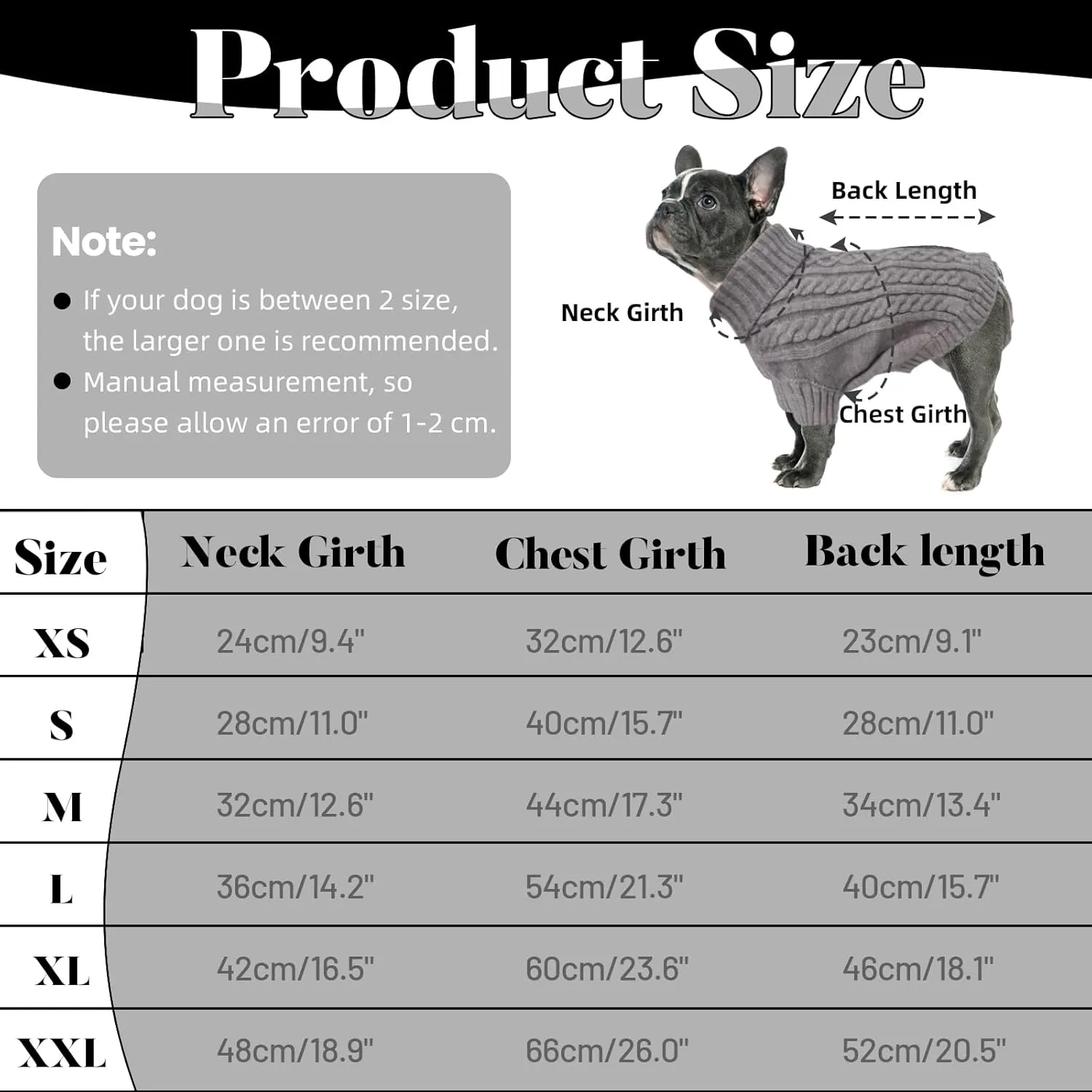 Big Dog Sweaters - Winter Warm Soft Turtleneck Knitted Sweaters for Large Dogs, Cozy Pet Sweater for Dachshund, French Bulldog, Pug (Grey L)