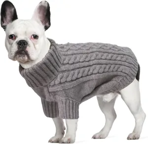 Big Dog Sweaters - Winter Warm Soft Turtleneck Knitted Sweaters for Large Dogs, Cozy Pet Sweater for Dachshund, French Bulldog, Pug (Grey L)