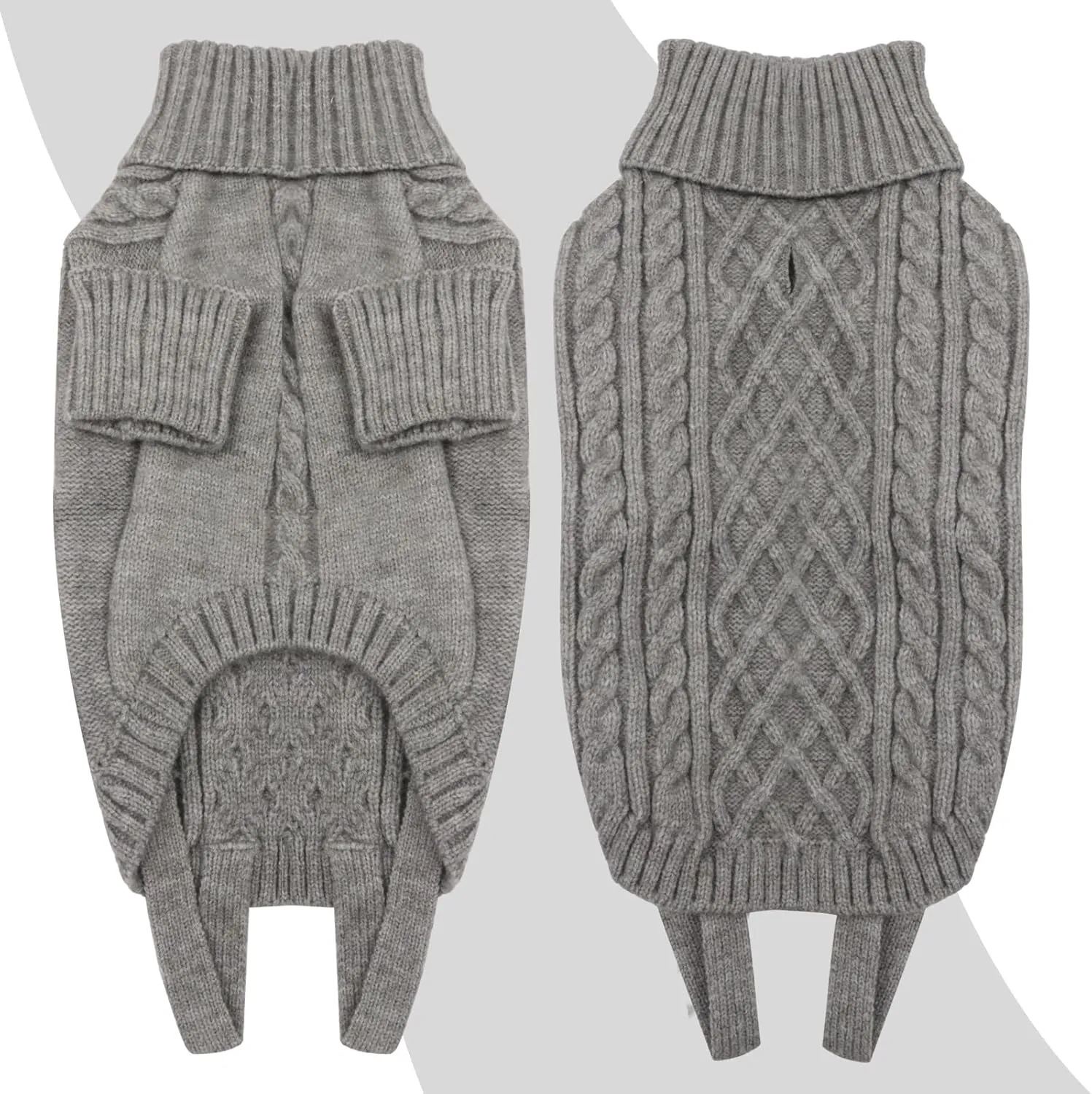 Big Dog Sweaters - Winter Warm Soft Turtleneck Knitted Sweaters for Large Dogs, Cozy Pet Sweater for Dachshund, French Bulldog, Pug (Grey L)