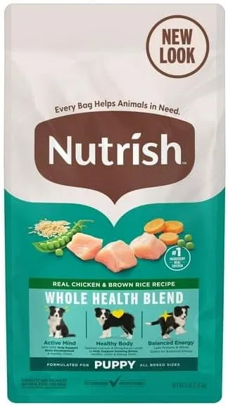 Bright Puppy Natural Dry Dog Food, Real Chicken & Brown Rice Recipe, 6lbs, Natural Food for Puppies with Added Vitamins and Minerals