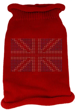 British Flag Rhinestone Knit Pet Sweater XS Red