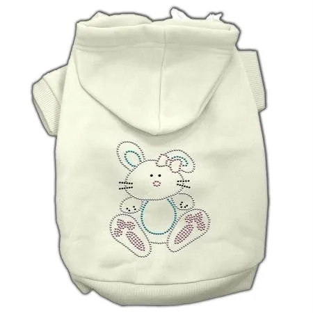 Bunny Rhinestone Hoodies Cream XS (8)
