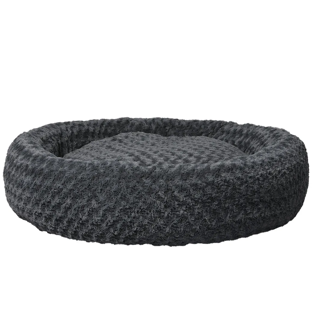 Calming Dog Bed Warm Soft Plush Pet Cat Cave Washable Portable - Dark Grey XL