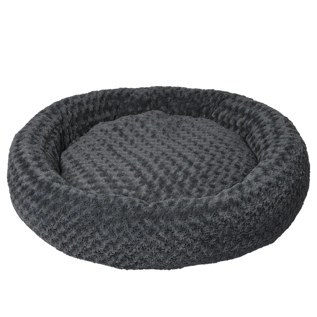 Calming Dog Bed Warm Soft Plush Pet Cat Cave Washable Portable - Dark Grey XL