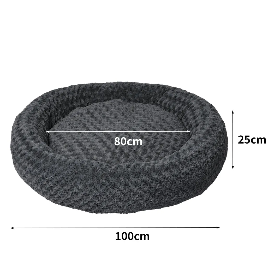 Calming Dog Bed Warm Soft Plush Pet Cat Cave Washable Portable - Dark Grey XL