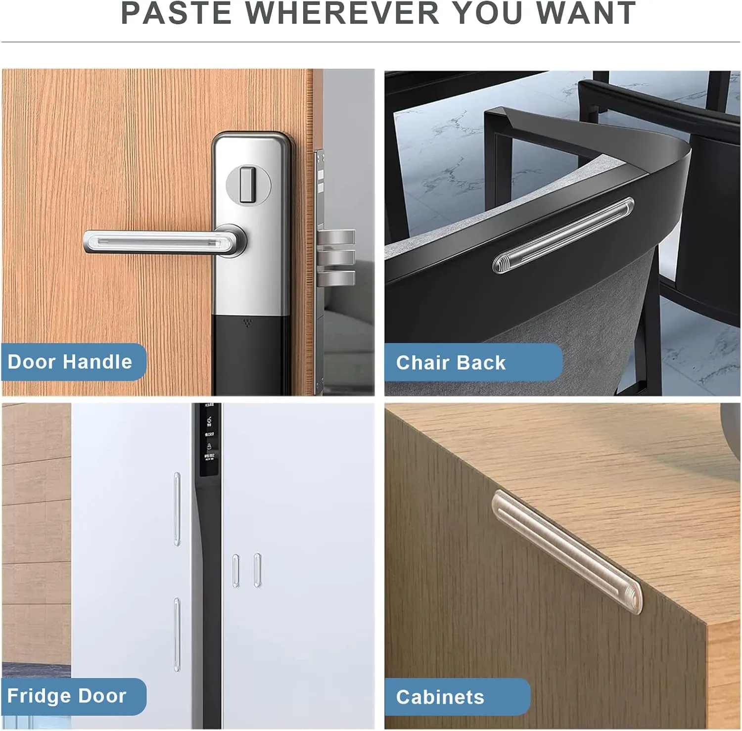 Clear Furniture Bumpers Silicone Rubber Wall Protector from Chair Back Adhesive - Wall & Car Door, Cabinet & Shower Door, Drawer & Toilet Lid (6 Long)