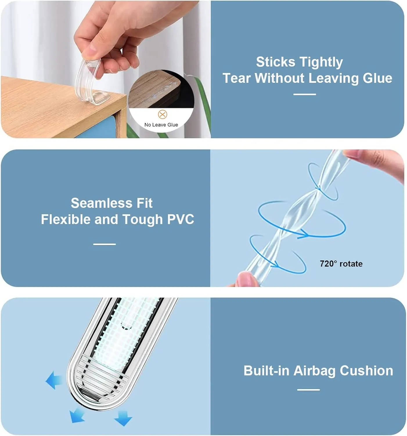 Clear Furniture Bumpers Silicone Rubber Wall Protector from Chair Back Adhesive - Wall & Car Door, Cabinet & Shower Door, Drawer & Toilet Lid (6 Long)