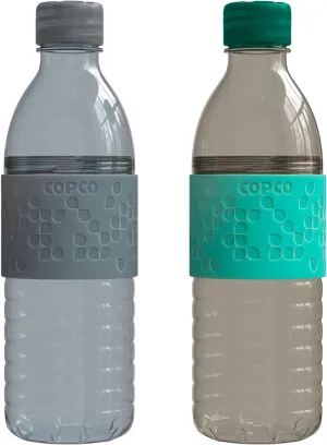 Copco Plastic Water Bottle with Chug Lid, Reusable, BPA Free, Dishwasher Safe, Perfect for Travel, School, Outdoors, and Gym, Hydra 16.9oz, Set of 2, Gray & Teal