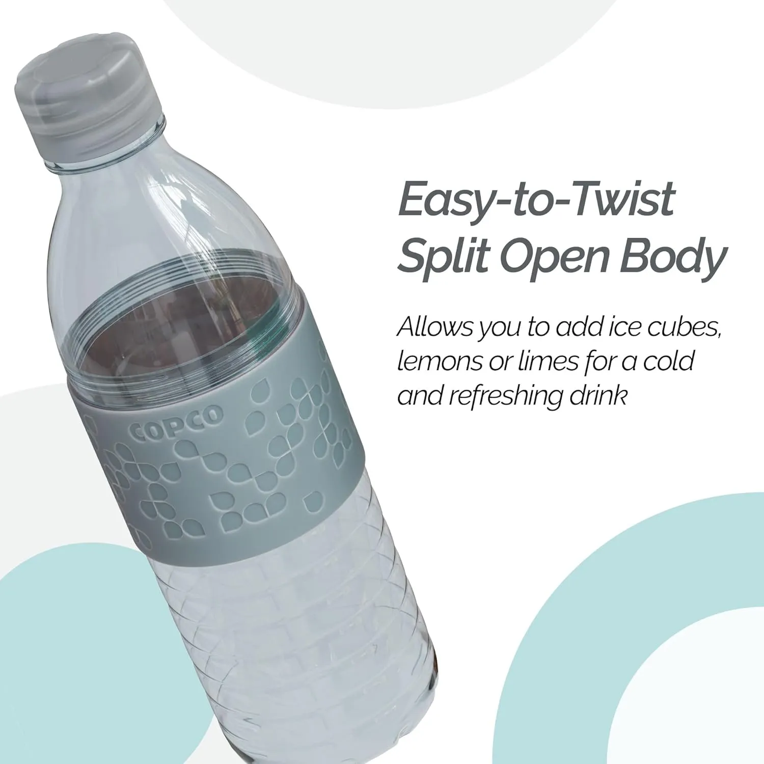 Copco Plastic Water Bottle with Chug Lid, Reusable, BPA Free, Dishwasher Safe, Perfect for Travel, School, Outdoors, and Gym, Hydra 16.9oz, Set of 2, Gray & Teal