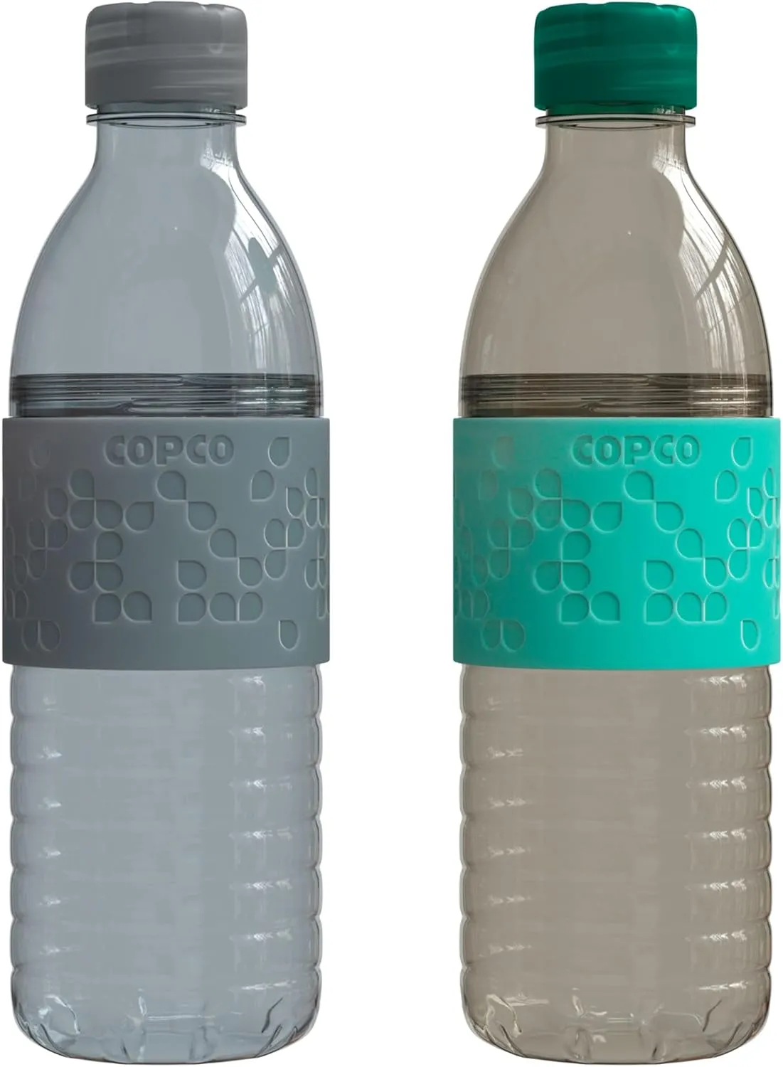 Copco Plastic Water Bottle with Chug Lid, Reusable, BPA Free, Dishwasher Safe, Perfect for Travel, School, Outdoors, and Gym, Hydra 16.9oz, Set of 2, Gray & Teal