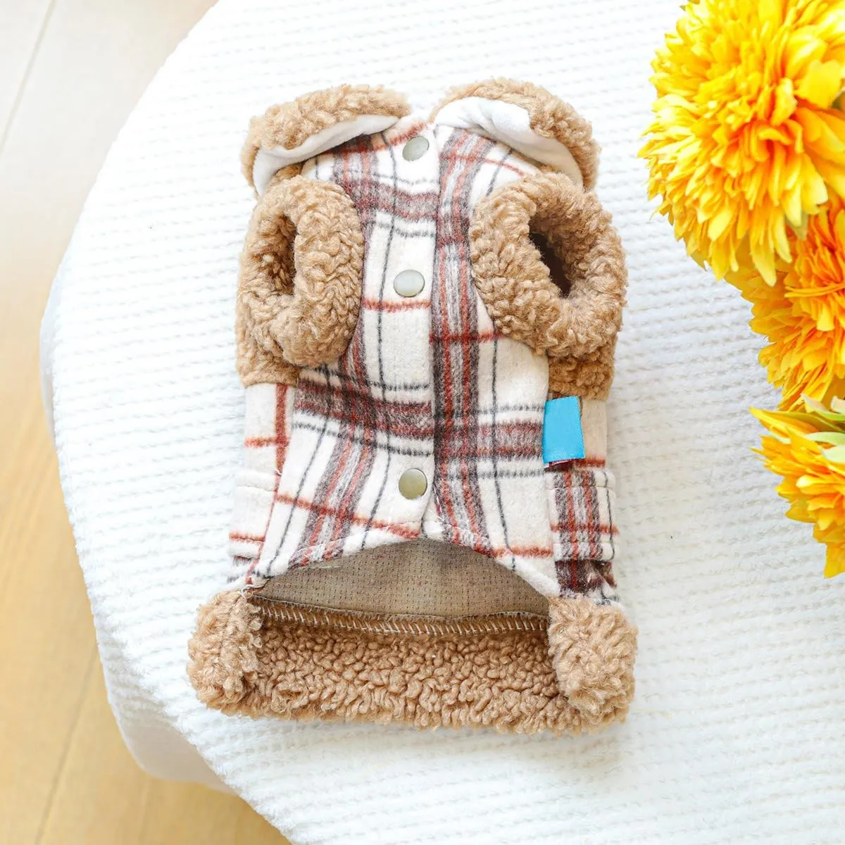 Dog Fleece Lined Jean Jacket Winter Puppy Stylish Cute Clothes Lightweight Warm Small Dog Denim Coat Chihuahua Yorkie Thick Jacket Christmas Holiday Birthday Dog Clothes for Small Dogs