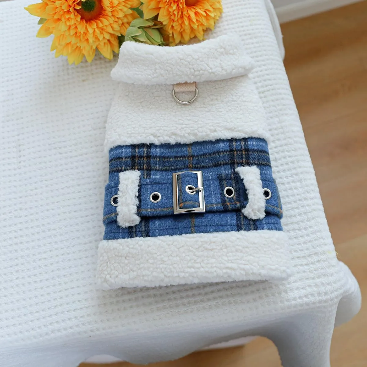 Dog Fleece Lined Jean Jacket Winter Puppy Stylish Cute Clothes Lightweight Warm Small Dog Denim Coat Chihuahua Yorkie Thick Jacket Christmas Holiday Birthday Dog Clothes for Small Dogs