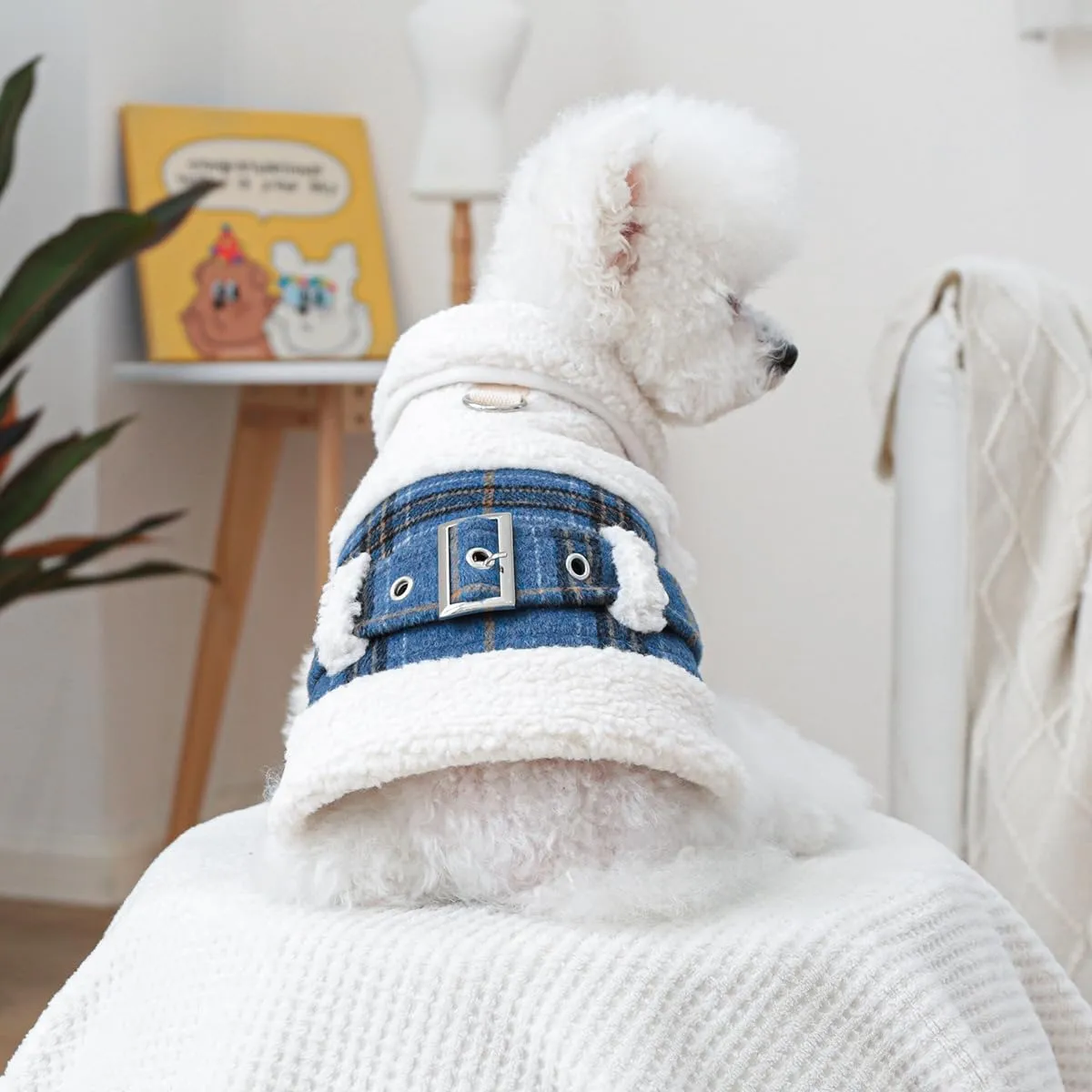 Dog Fleece Lined Jean Jacket Winter Puppy Stylish Cute Clothes Lightweight Warm Small Dog Denim Coat Chihuahua Yorkie Thick Jacket Christmas Holiday Birthday Dog Clothes for Small Dogs