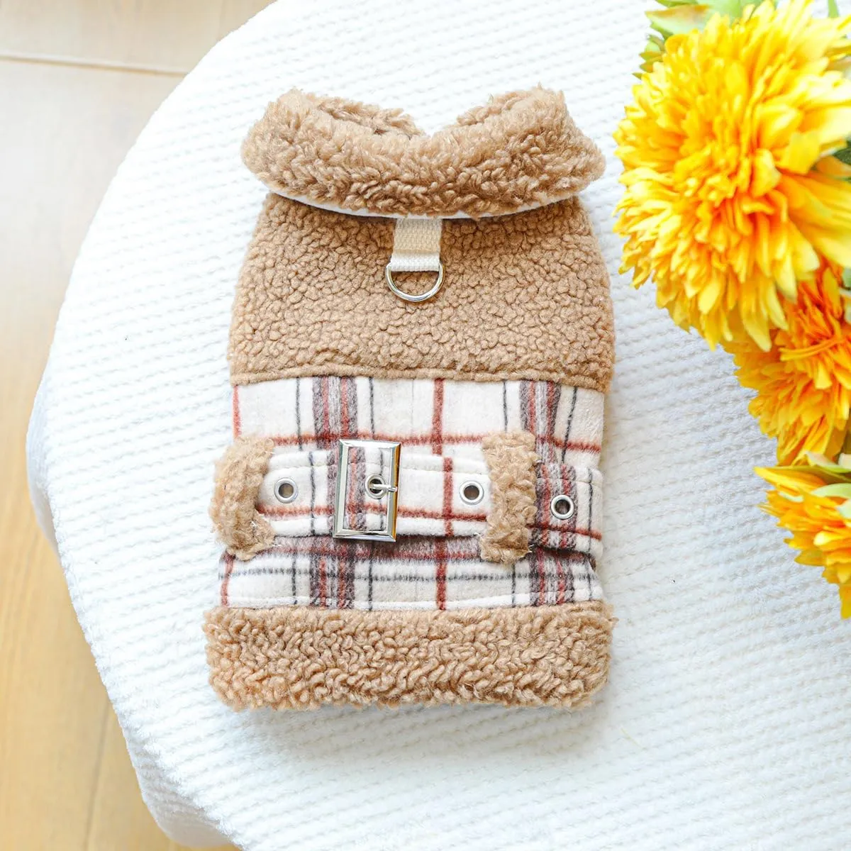 Dog Fleece Lined Jean Jacket Winter Puppy Stylish Cute Clothes Lightweight Warm Small Dog Denim Coat Chihuahua Yorkie Thick Jacket Christmas Holiday Birthday Dog Clothes for Small Dogs