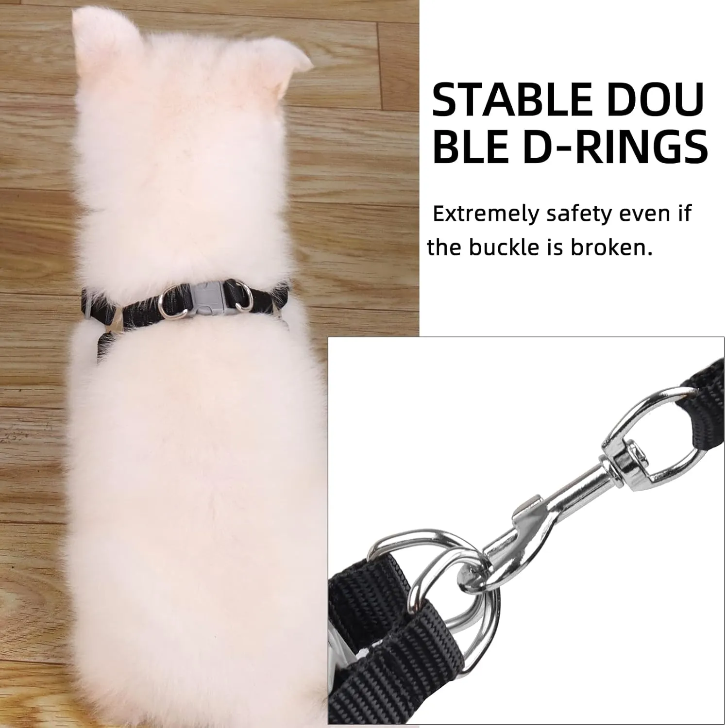 Dog Harness No Pull, Adjustable Puppy Harness with 2 Leash Clips, Ultra Breathable Padded Dog Vest Harness, Reflective Dog Harness and Leash Set for Small and Medium Dogs (Black, XL)