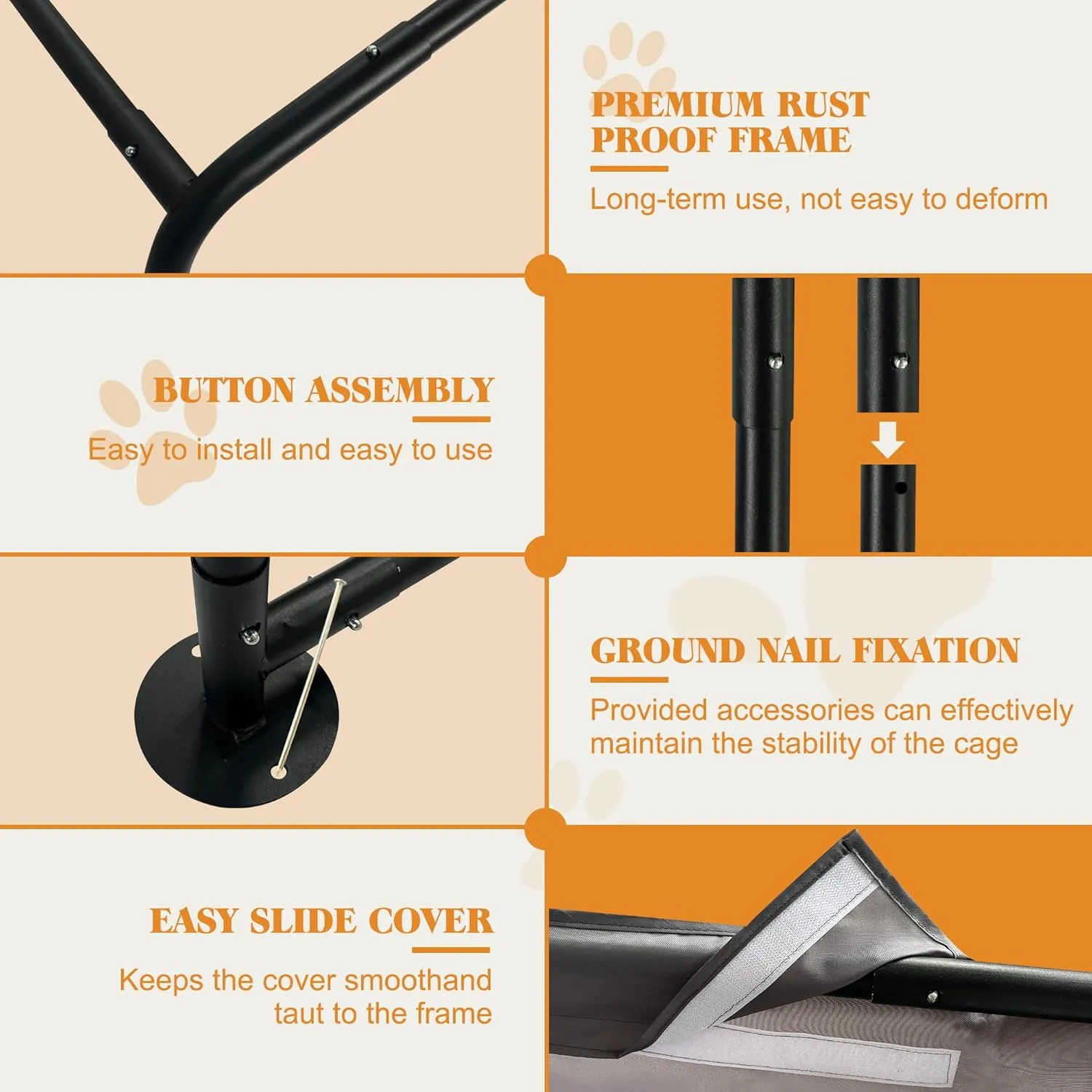 Dog House,Dog House Outdoor,Dog Tent,Dog Shade for Outside,Portable Pet Shelter Canopy, 47.8 x 46.6 x 36 inches, Water-Resistant Dog Tent with Steel Frame, UV Protection (Gray, Middle)