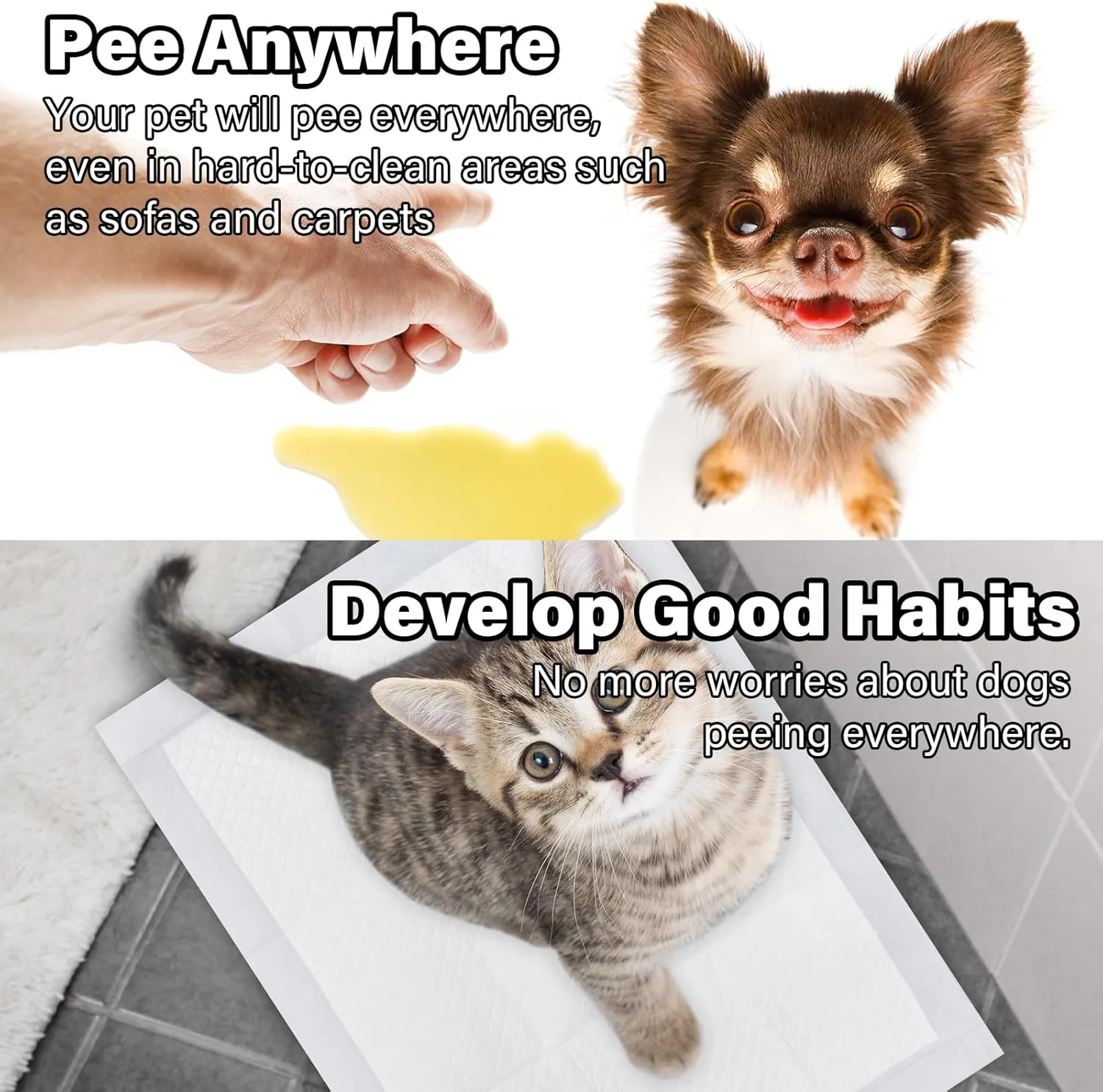 Dog Pee Training Pads with Super Absorbent, Disposable Pet Pads with Leak Proof and Quick Dry for Dogs Puppy Cats Potty Control, Underpads for Incontinence -White(17" x 13",25 Count)