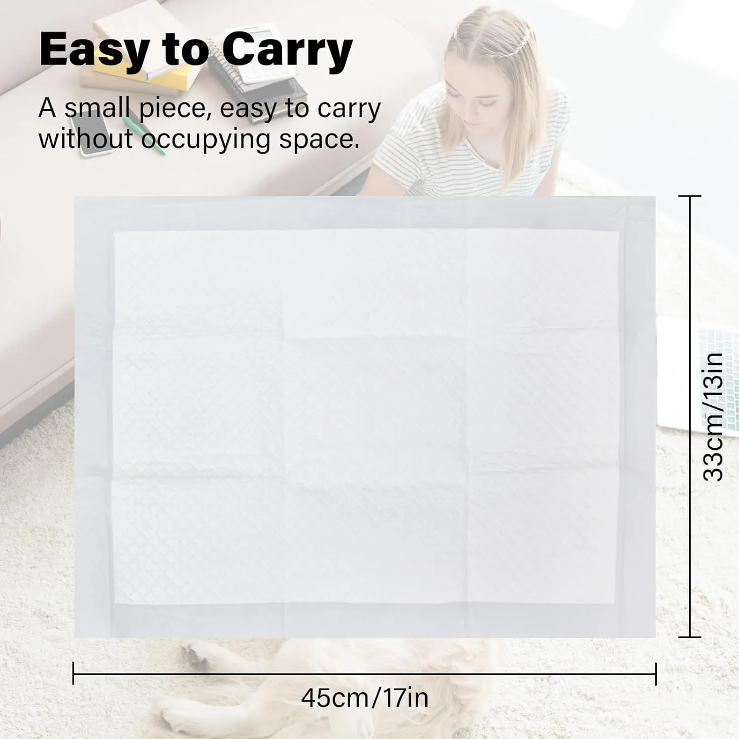 Dog Pee Training Pads with Super Absorbent, Disposable Pet Pads with Leak Proof and Quick Dry for Dogs Puppy Cats Potty Control, Underpads for Incontinence -White(17" x 13",25 Count)