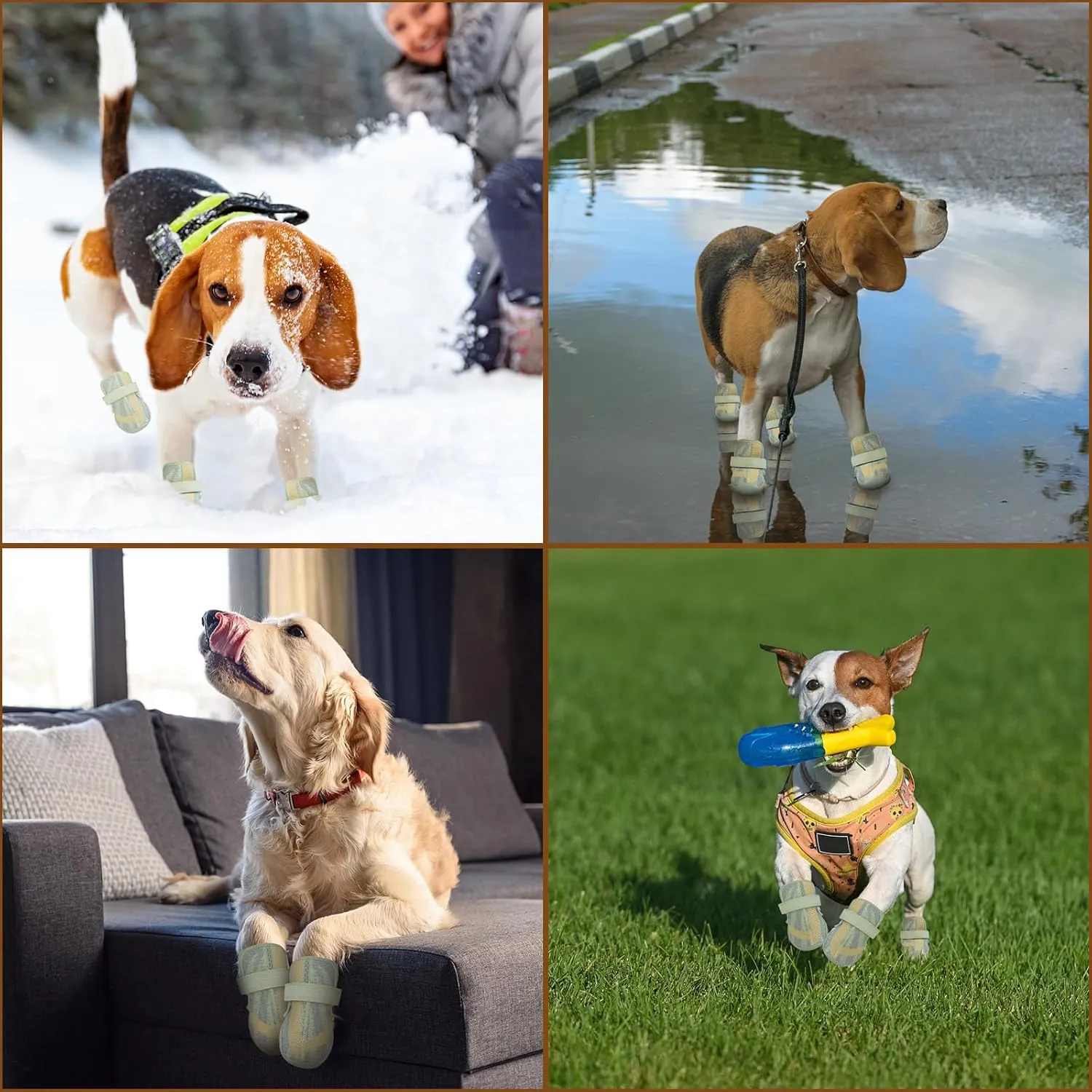 Dog Shoes,Mesh Breathable Dog Boots for Walking Running Hiking,Soft Non-Slip Rugged Rubber Sole Dog Booties with Adjustable Straps 4Pcs,Grey-Size7