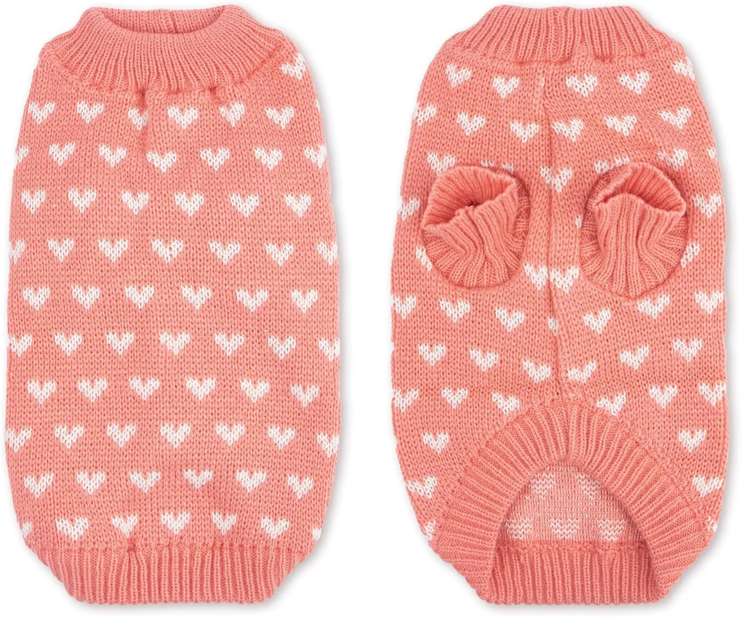 Dog Sweater Heart Puppy Sweater Warm Soft Pet Cloth Dog Outfits for Small Dogs and Cats (Pink, S)