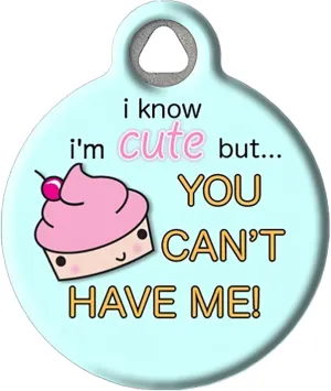 Dog Tag Art Cute as a Cupcake Personalized Pet ID Tag for Dogs and Cats, Silent Polymer Coated Stainless Steel Nametag with Customized Identification Information, Small .875 Diameter