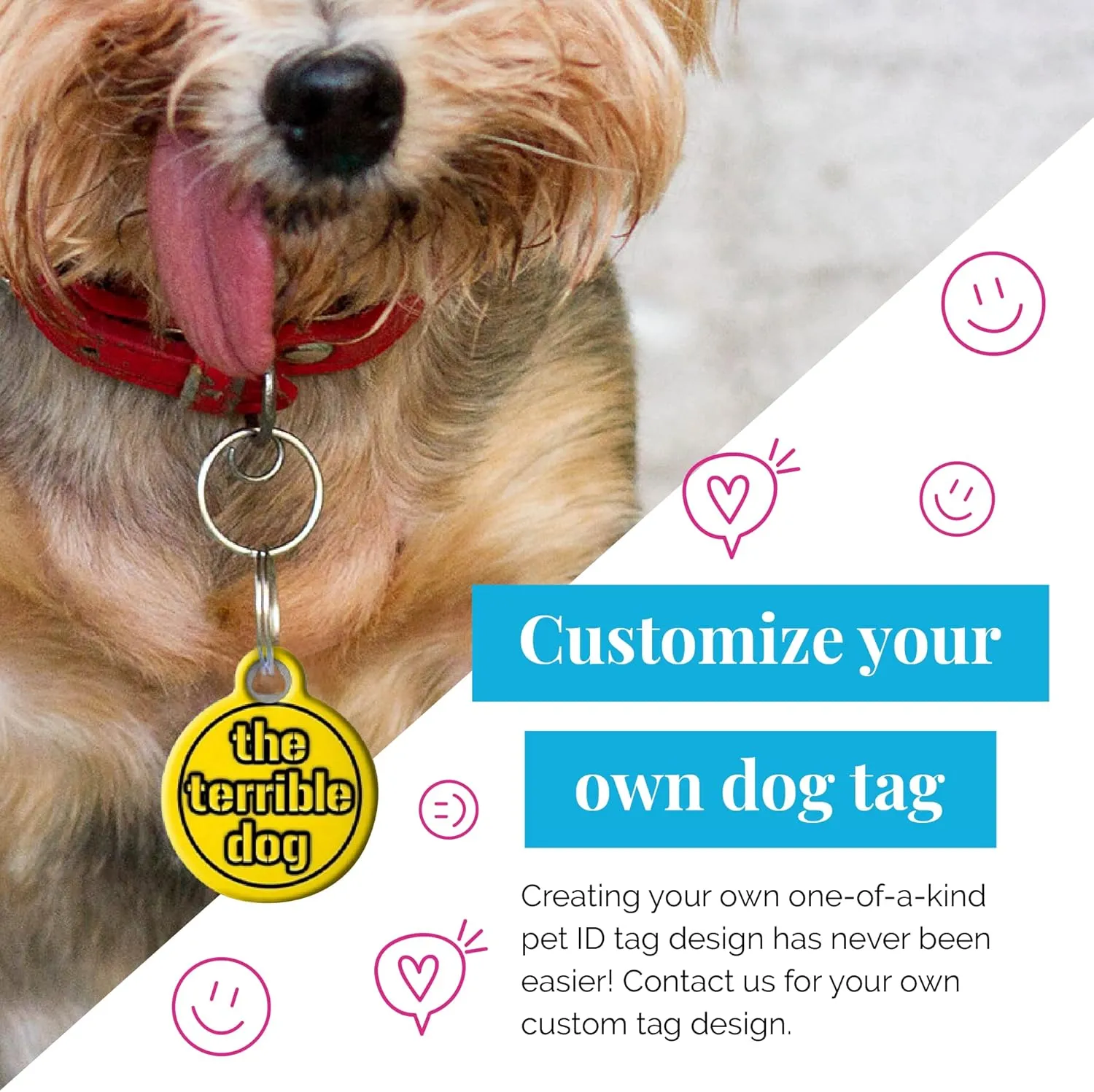 Dog Tag Art Cute as a Cupcake Personalized Pet ID Tag for Dogs and Cats, Silent Polymer Coated Stainless Steel Nametag with Customized Identification Information, Small .875 Diameter