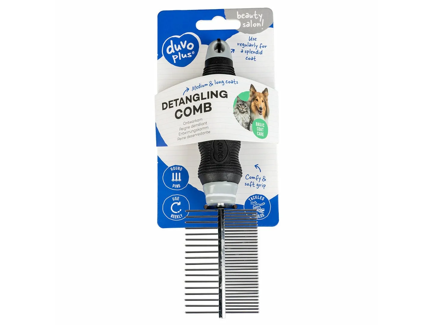 Double detangling comb 29 Pins - double black/grey