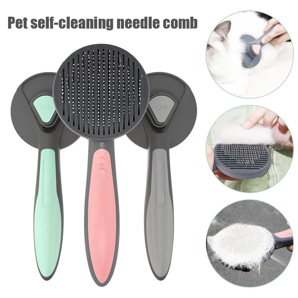 Effortless Pet Grooming with Kimpets Self-Cleaning Slicker Needle Comb - Say Goodbye to Tangled Hair