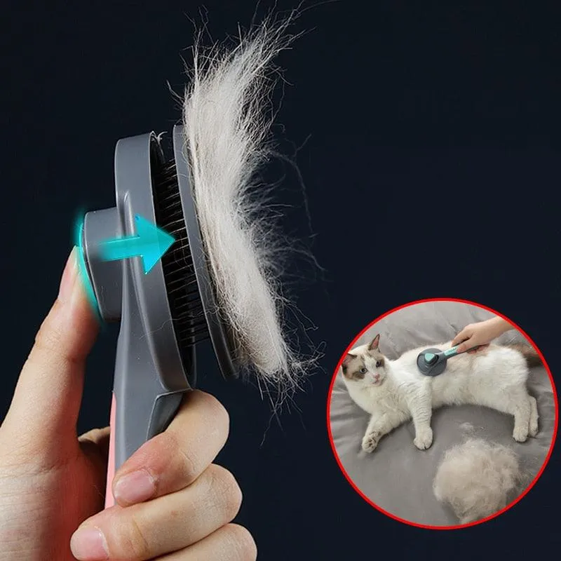 Effortless Pet Grooming with Kimpets Self-Cleaning Slicker Needle Comb - Say Goodbye to Tangled Hair