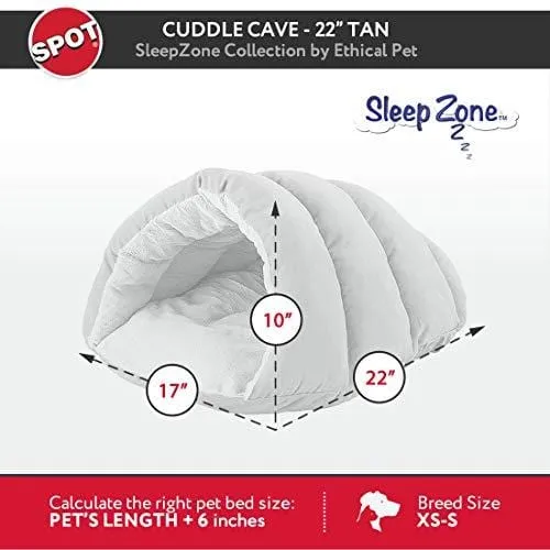 Ethical Pets Sleep Zone Faux Suede Cuddle Cave Dog Bed - Fabric Bottom - 22X17 Inches/Tan/Attractive, Durable, Comfortable, Washable