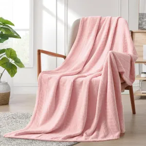 Excervent Super Soft Throw Blanket 50x70 inches Lightweight Baby Pink Flannel Fleece Blankets, Cozy and Warm Plush Fuzzy Throws for Kids Toddler Boys and Girls