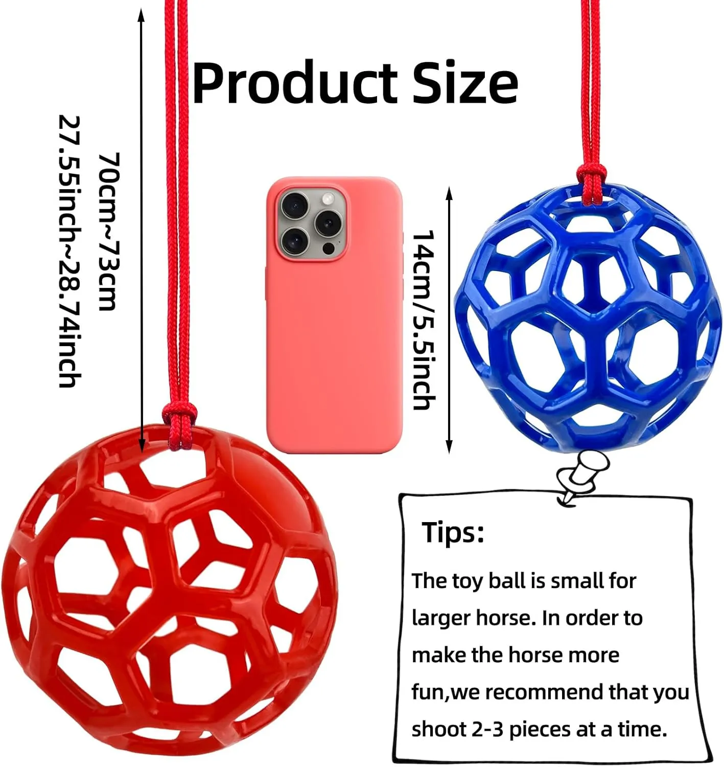 Farm Stall Hanging Feeder Toy Ball for Horses, Goats, Sheep  Durable TPR Feeding Ball, Hay Feeder for Animal Enrichment, Stretch-Resistant Design (Orange)