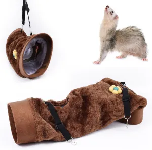 Ferret Hammock, Guinea Pig Rat Ferret Bed Hanging Hammock Warm Bed Hamster Cage Toy Small Animal Pets Hideout Tunnel Tube for Sugar Glider Squirrel Chinchilla Cage Accessories Hide Play and Sleep