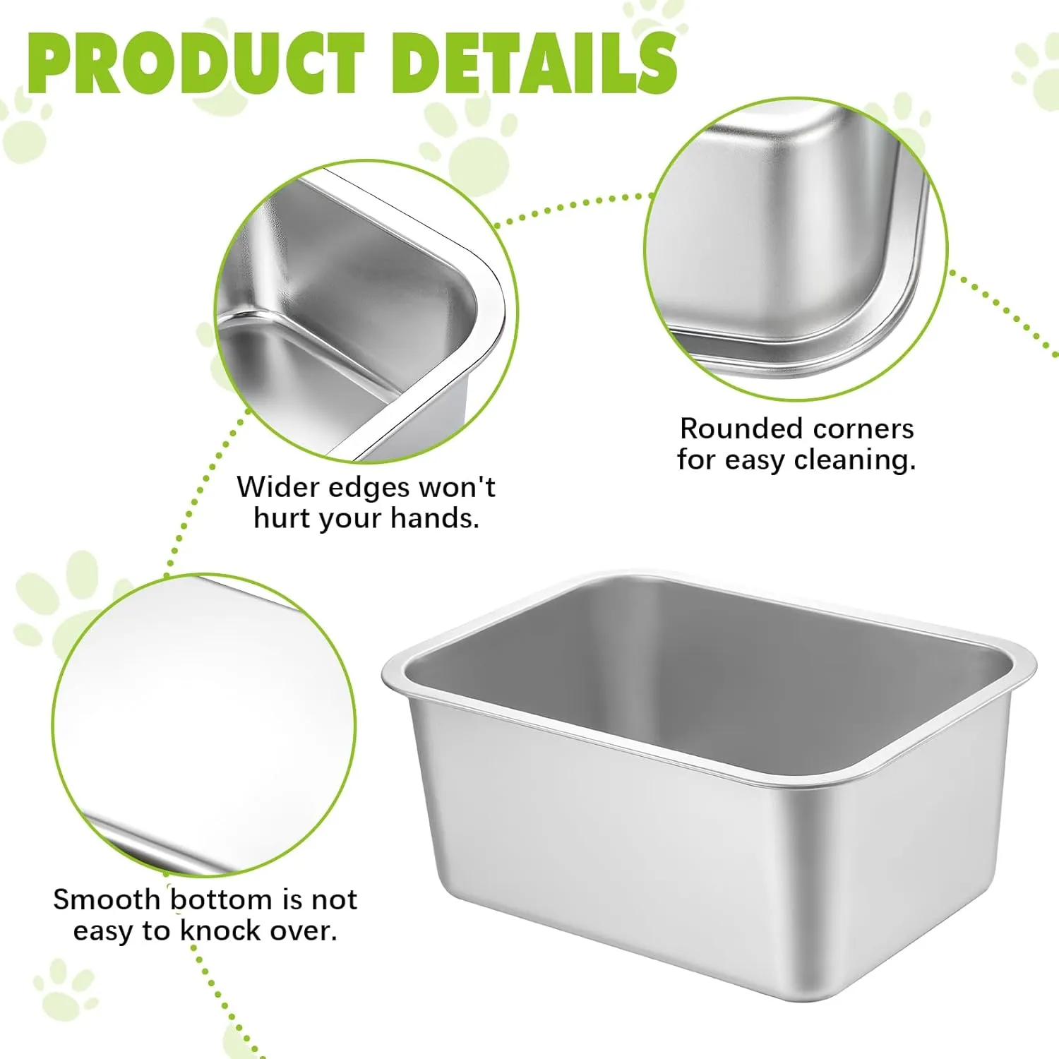 Fhiny 2 PCS Stainless Steel Dog Bowl, 2 Gallon Capacity Durable Metal Water Dish for Large Dogs, Indoor/Outdoor, Dishwasher Safe