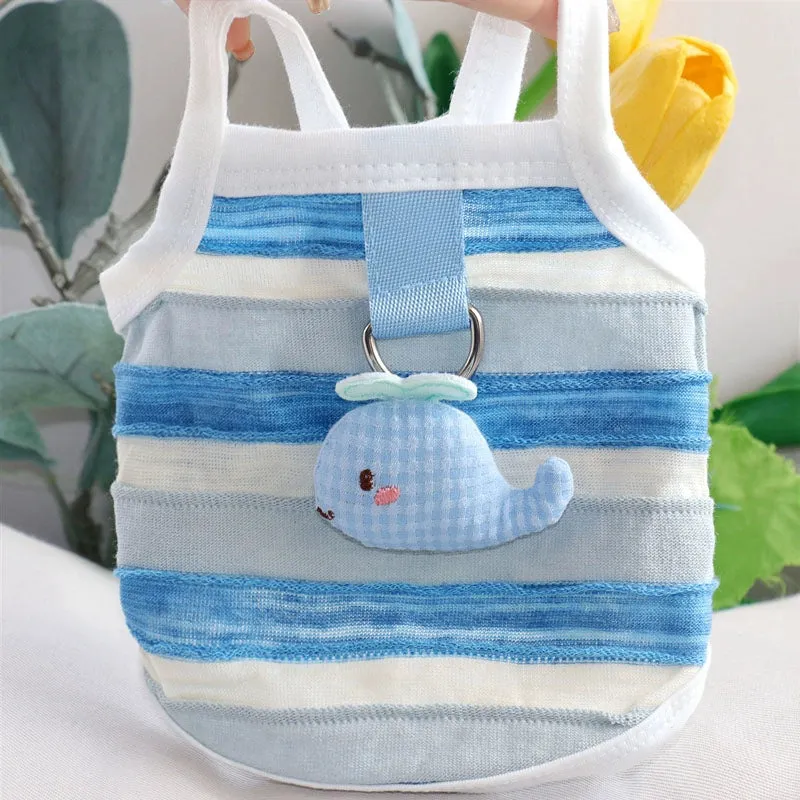 Fish Decor Striped Dog Cat Vest Harness