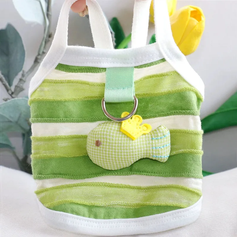 Fish Decor Striped Dog Cat Vest Harness