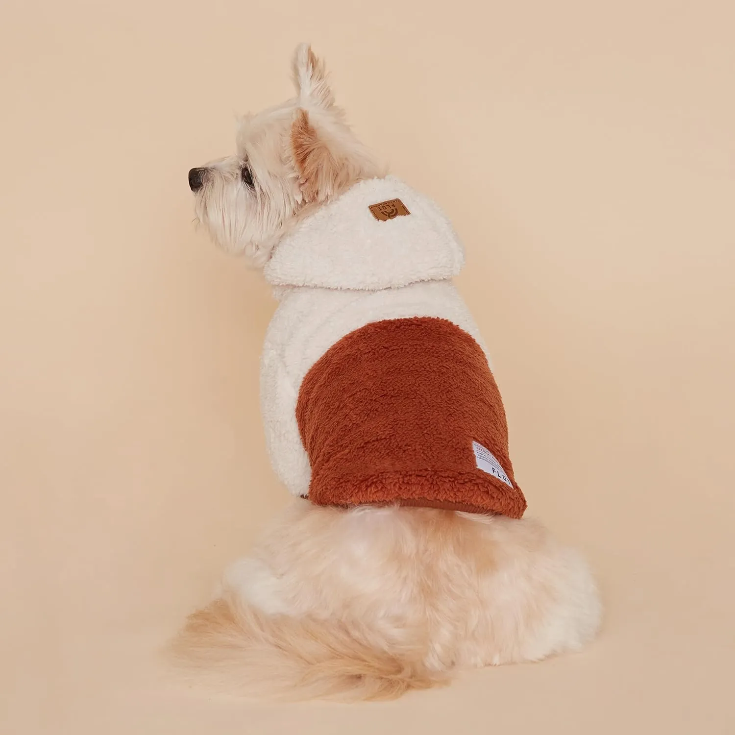 FLOT Designer Dog Fluffy Fleece Anorak Hoodie Zipper Sweater Jacket Coat Premium Materials Tailored Fit Designed and Made in Korea (Brown) XX-Large